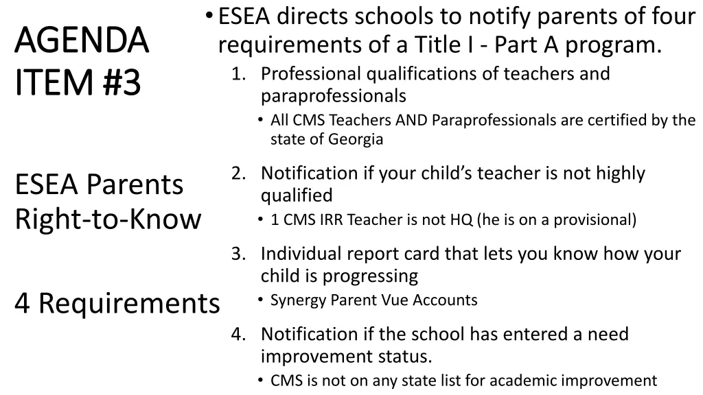 esea directs schools to notify parents of four