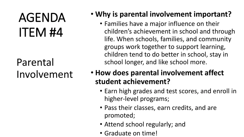 why is parental involvement important families