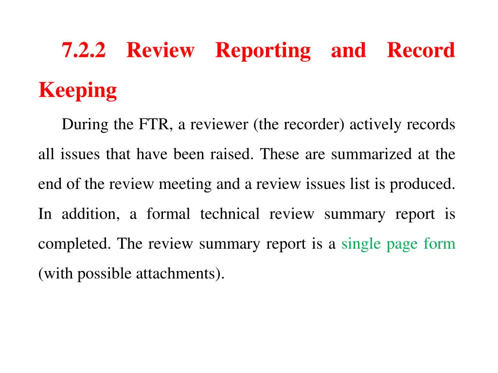 7 2 2 review reporting and record