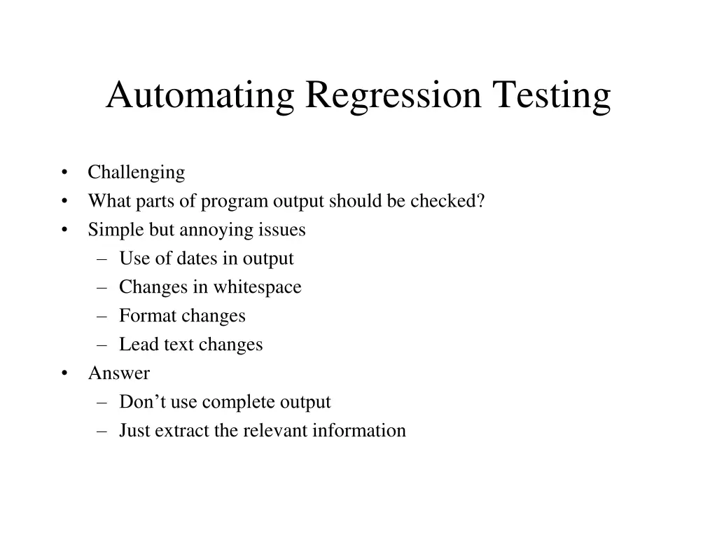 automating regression testing