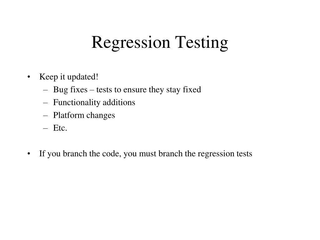 regression testing 2