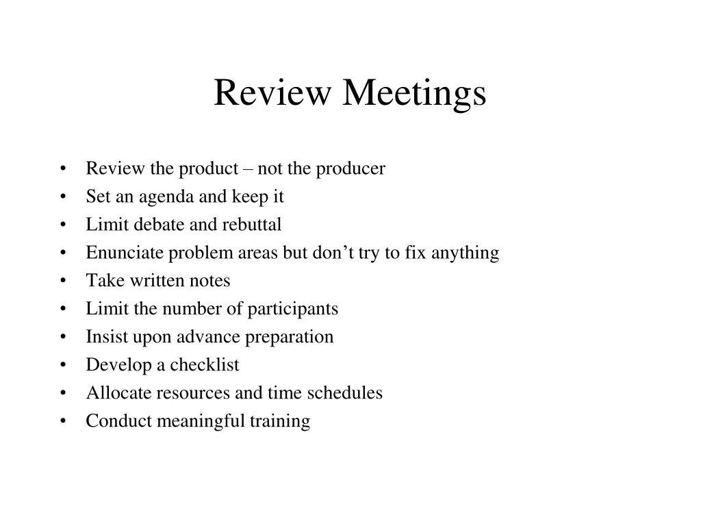 review meetings