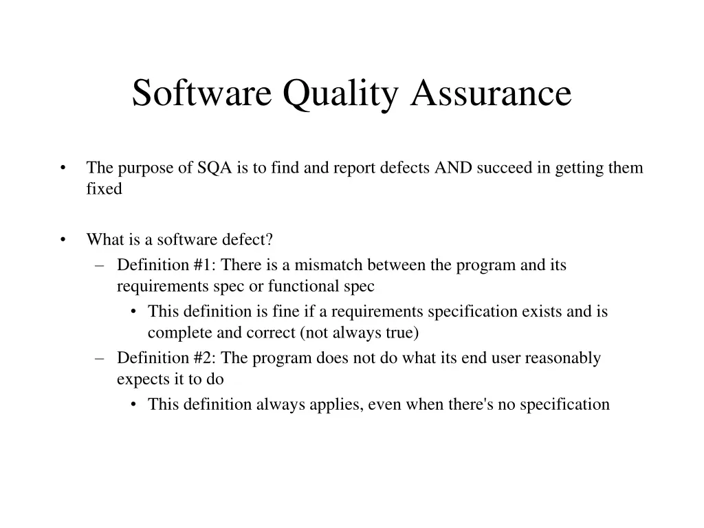 software quality assurance