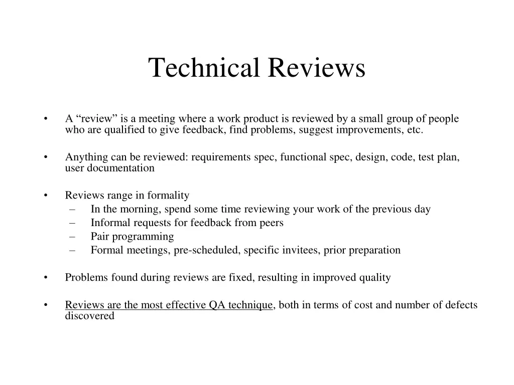 technical reviews