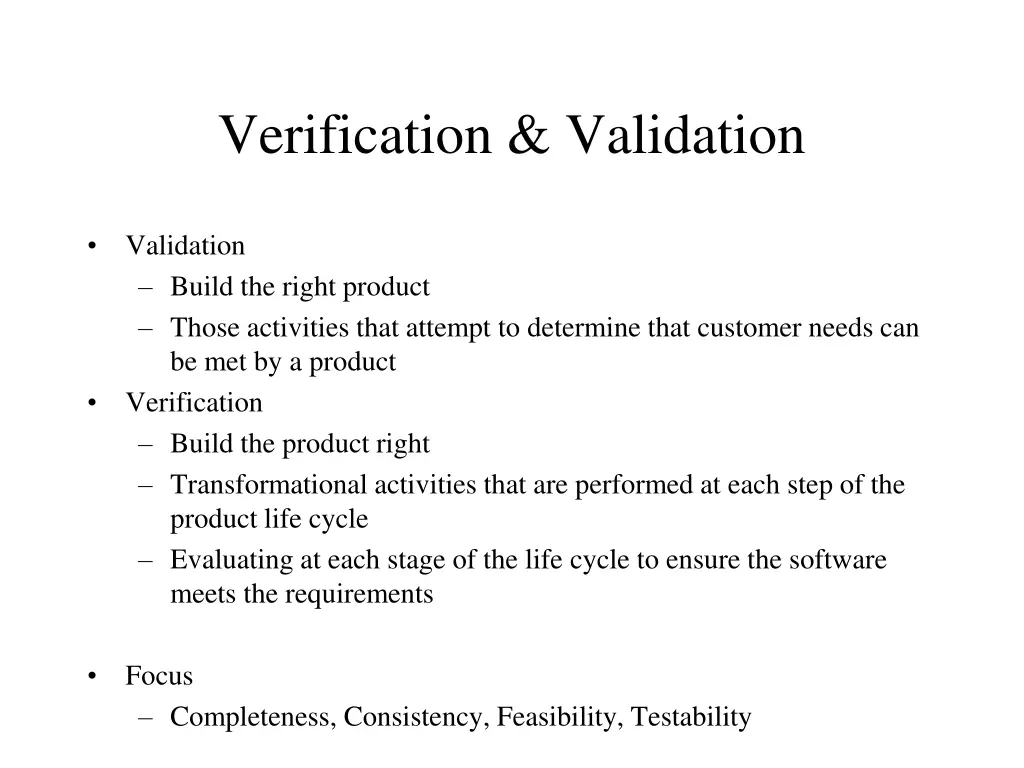 verification validation