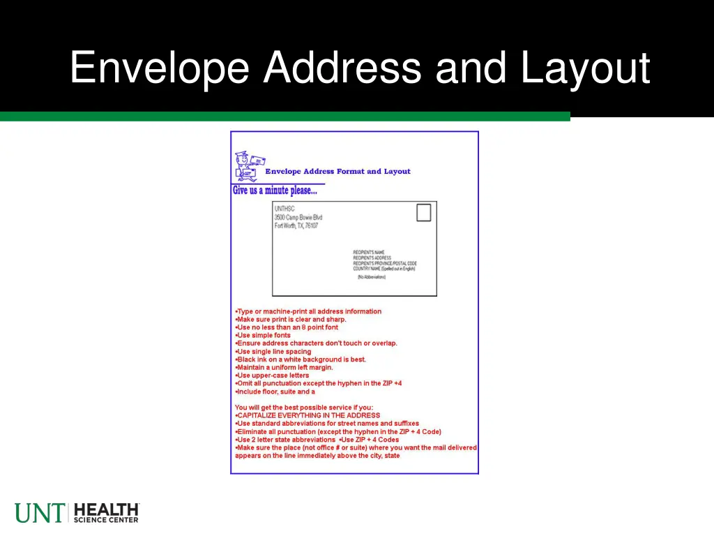 envelope address and layout