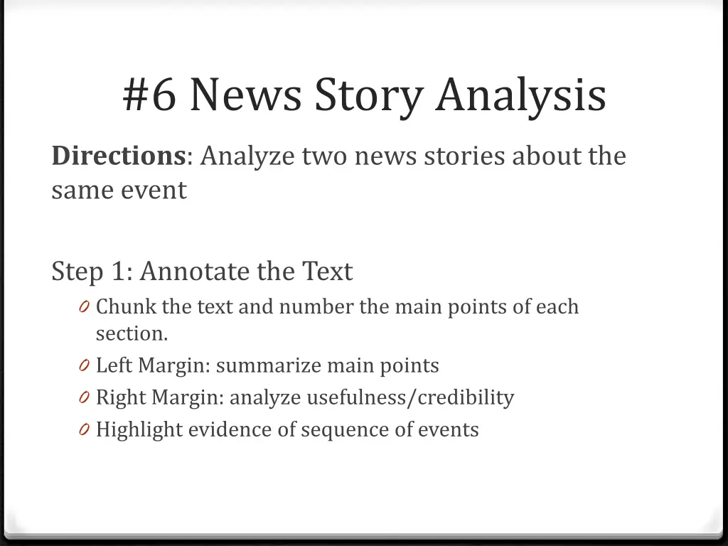 6 news story analysis