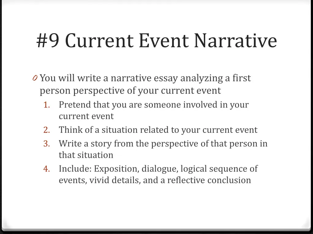 9 current event narrative