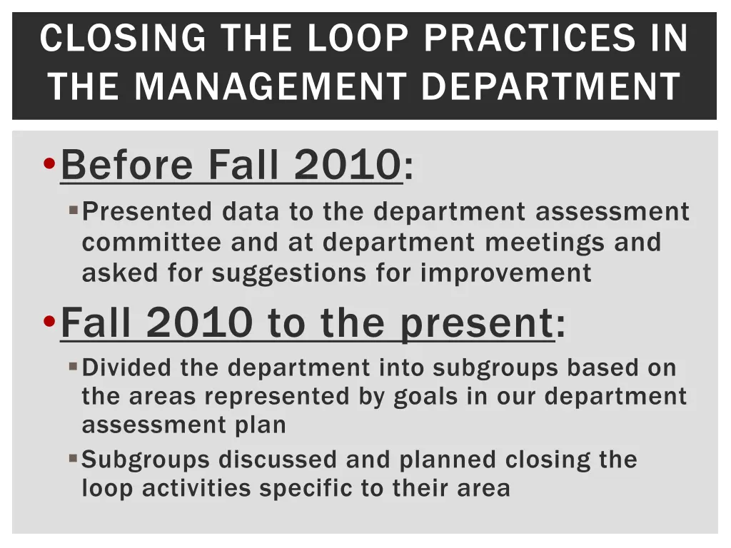 closing the loop practices in the management