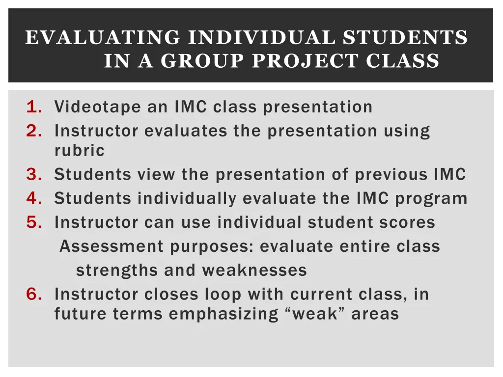 evaluating individual students in a group project 3