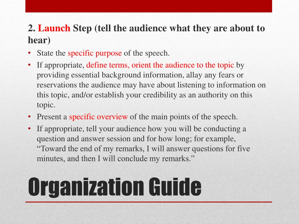 2 launch step tell the audience what they