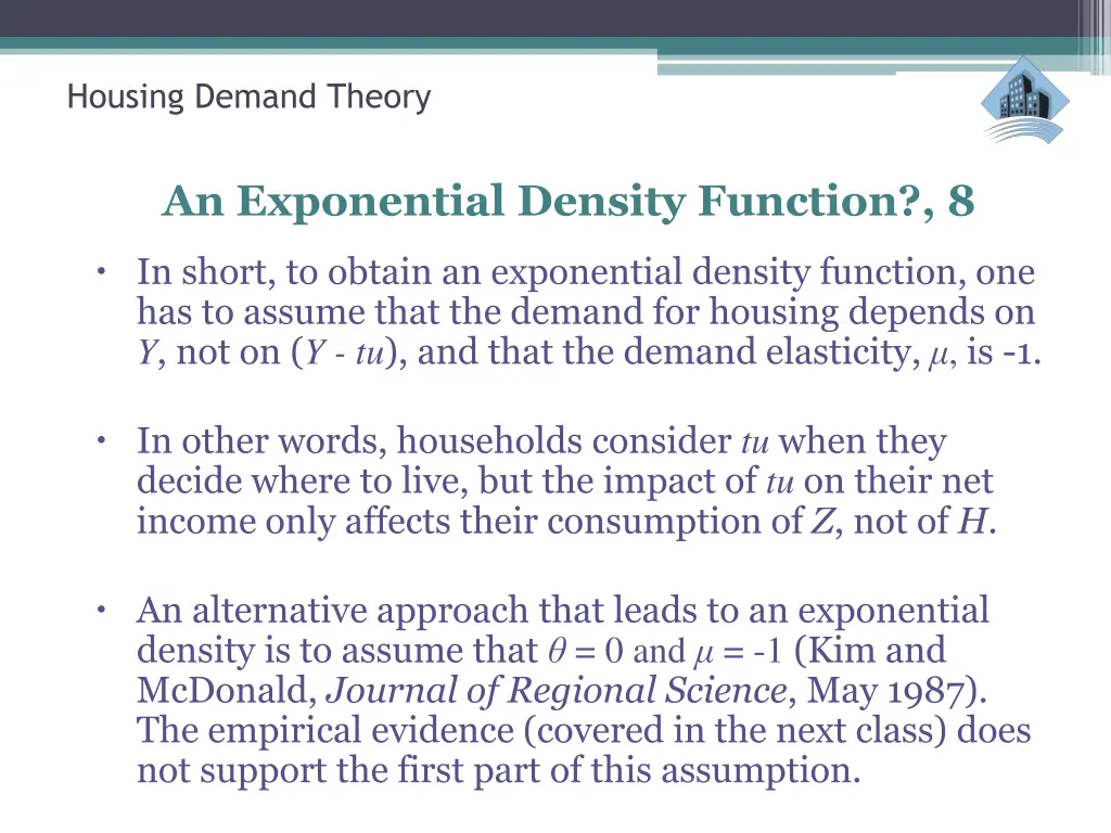 housing demand theory an exponential density 1