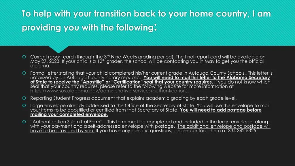 to help with your transition back to your home