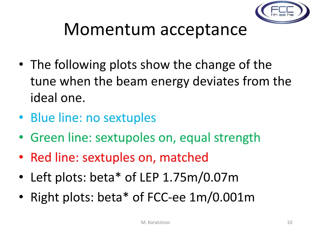 momentum acceptance