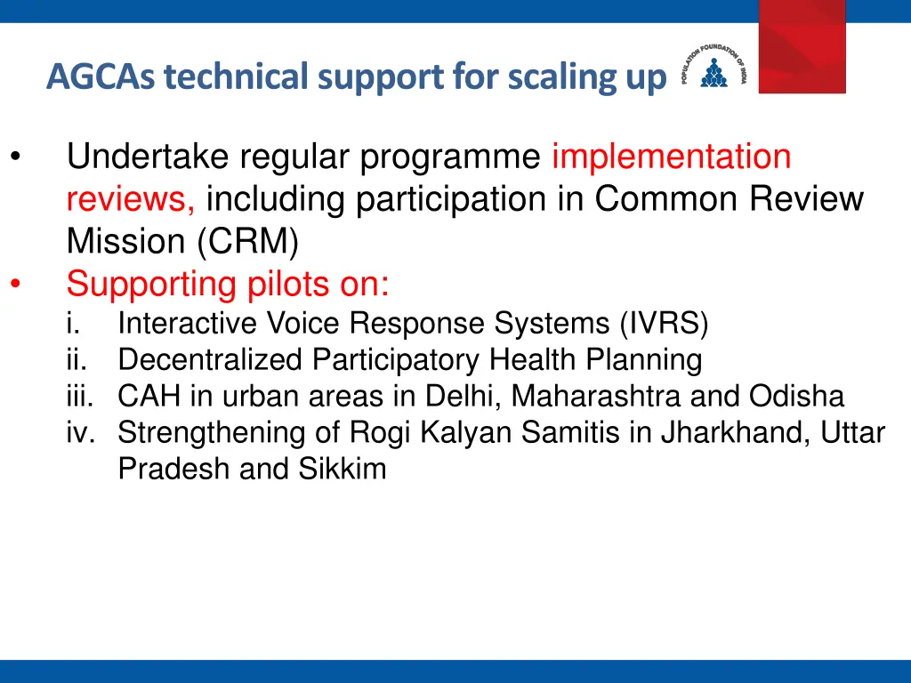 agcas technical support for scaling up 1