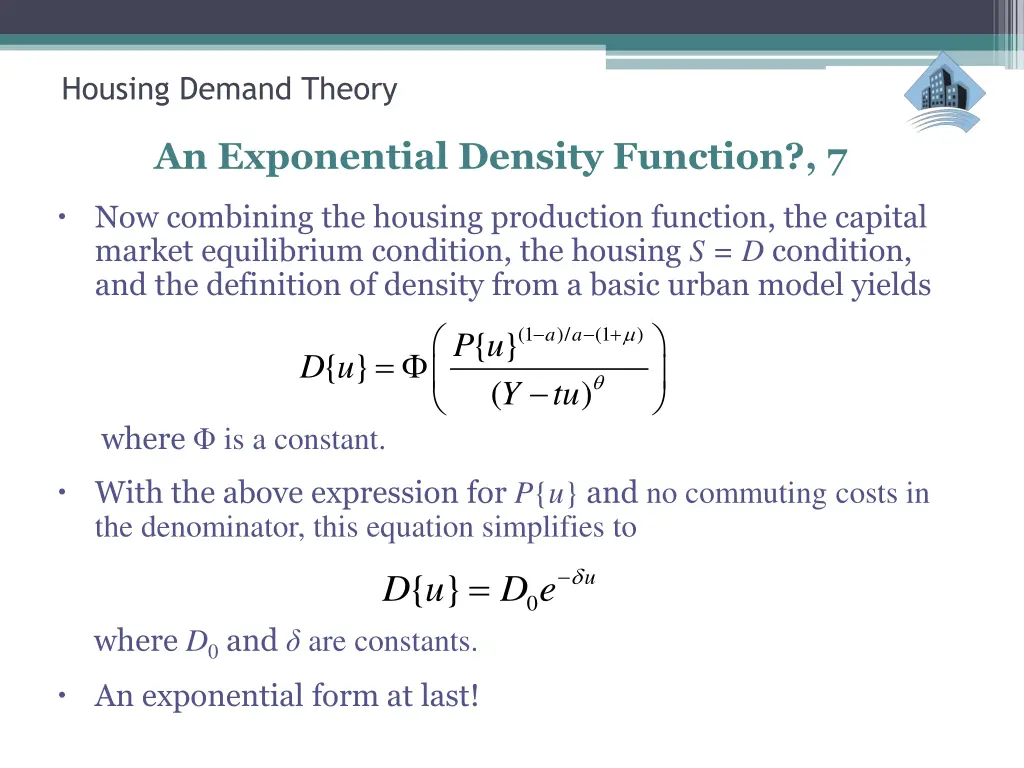 housing demand theory an exponential density