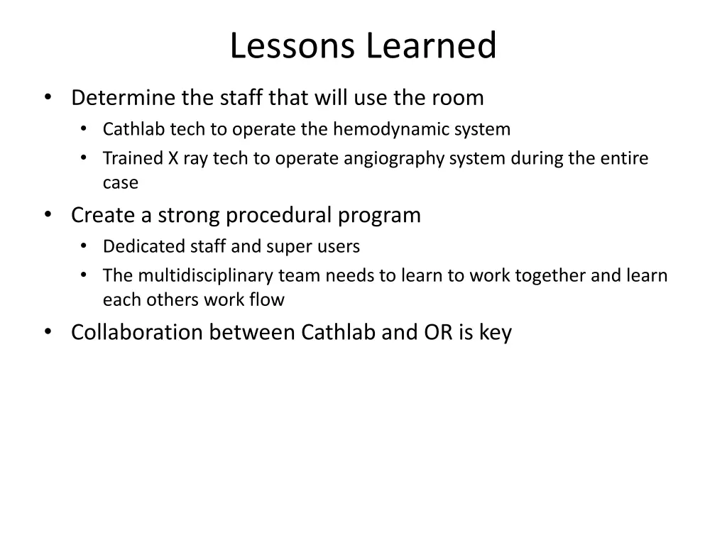 lessons learned