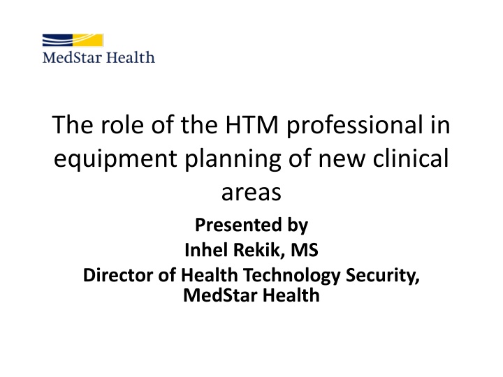 the role of the htm professional in equipment