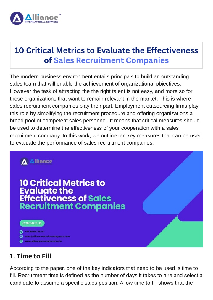 10 critical metrics to evaluate the e ectiveness