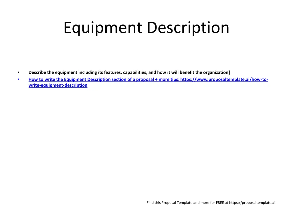 equipment description