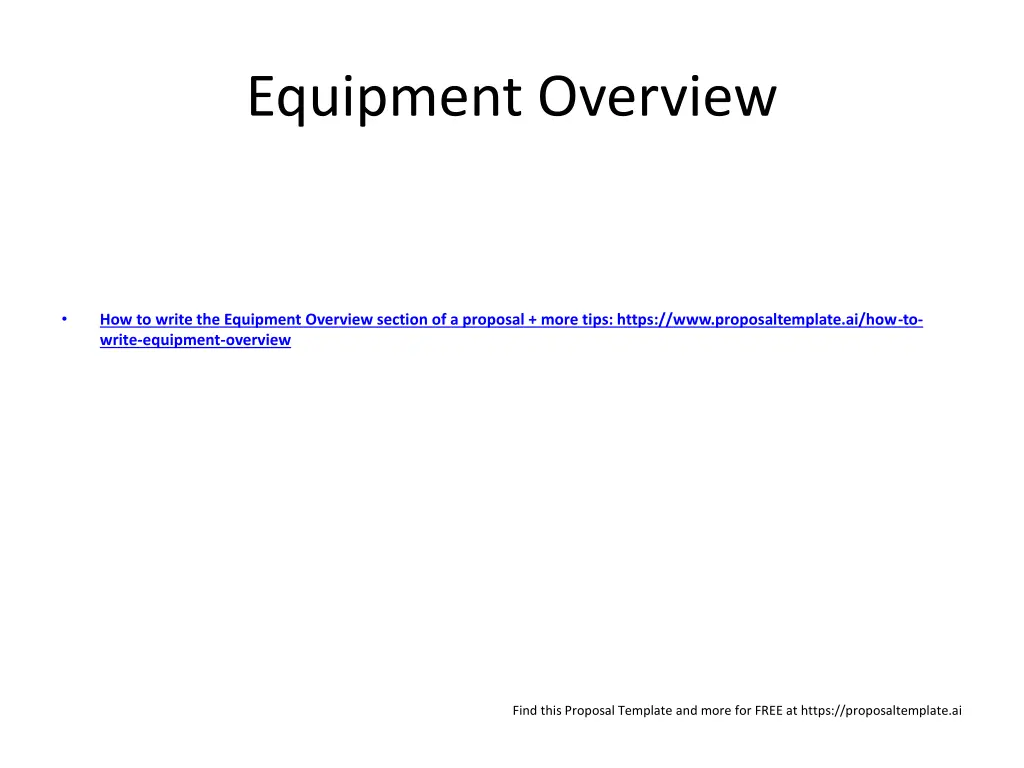 equipment overview