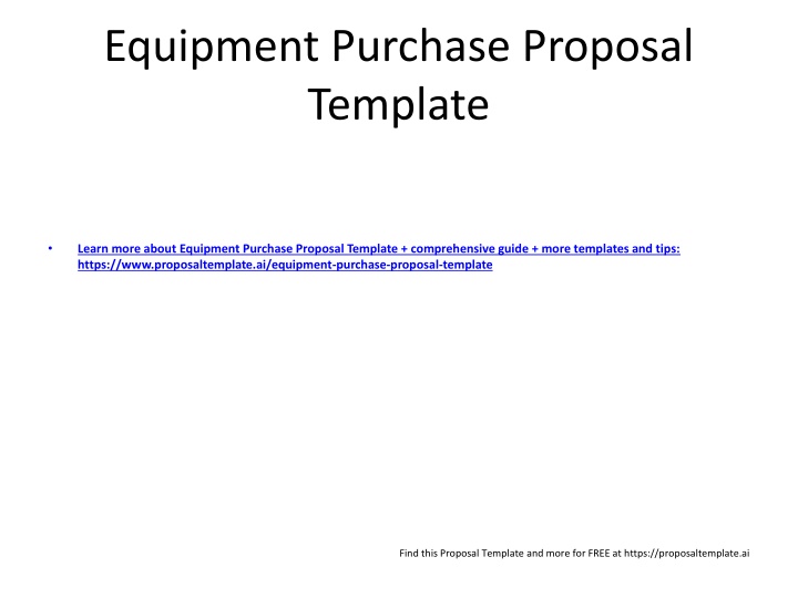 equipment purchase proposal template