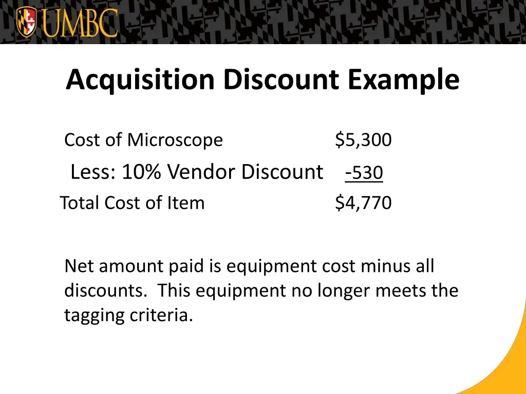 acquisition discount example