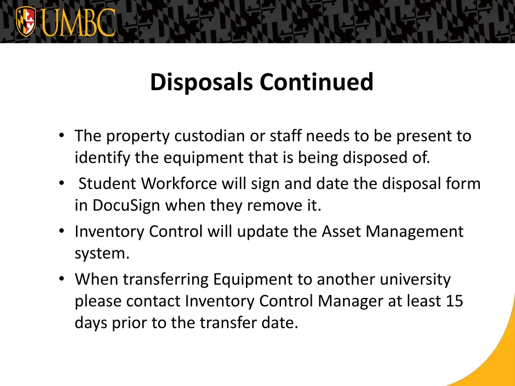 disposals continued