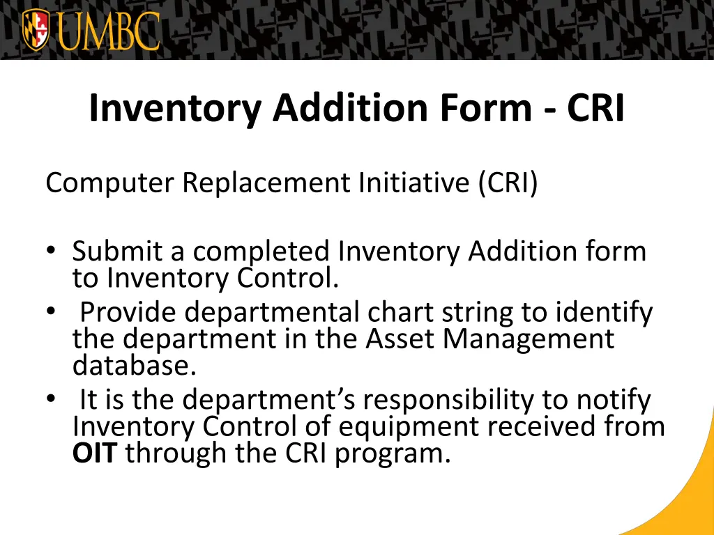 inventory addition form cri