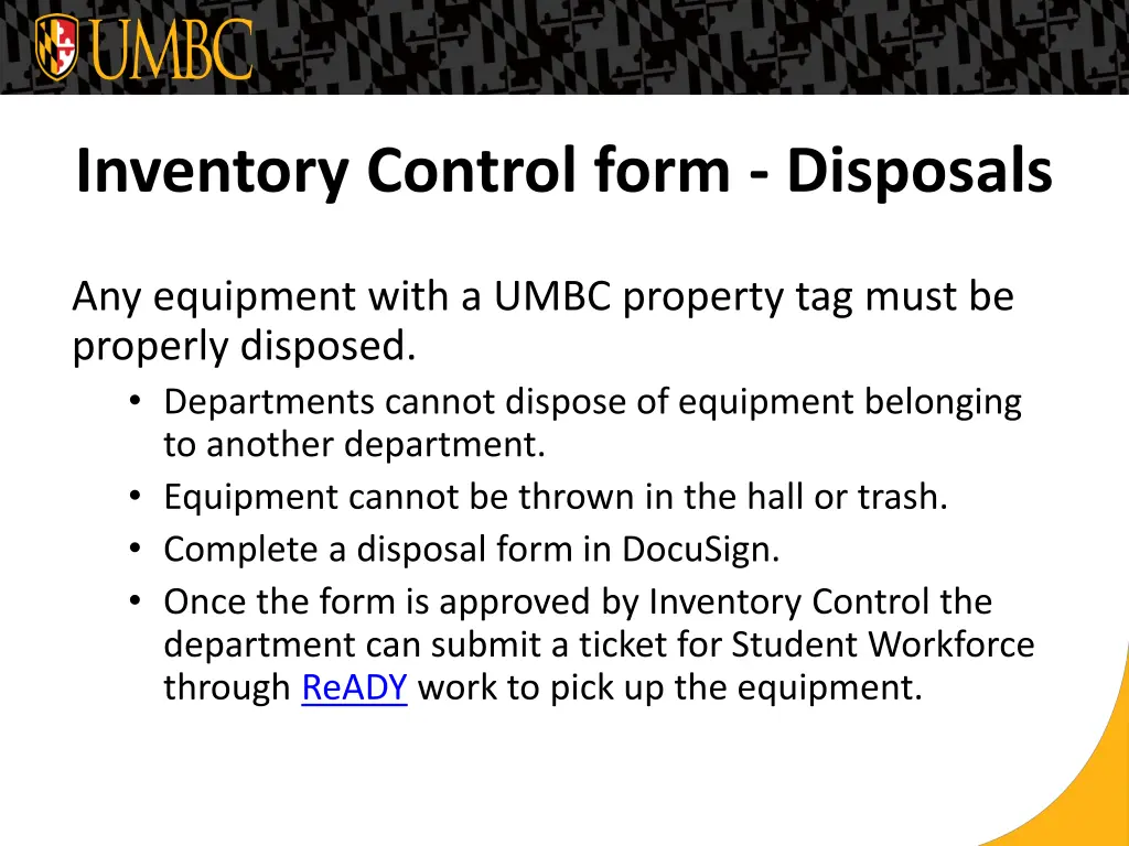 inventory control form disposals