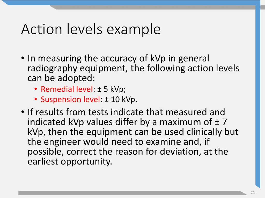 action levels example