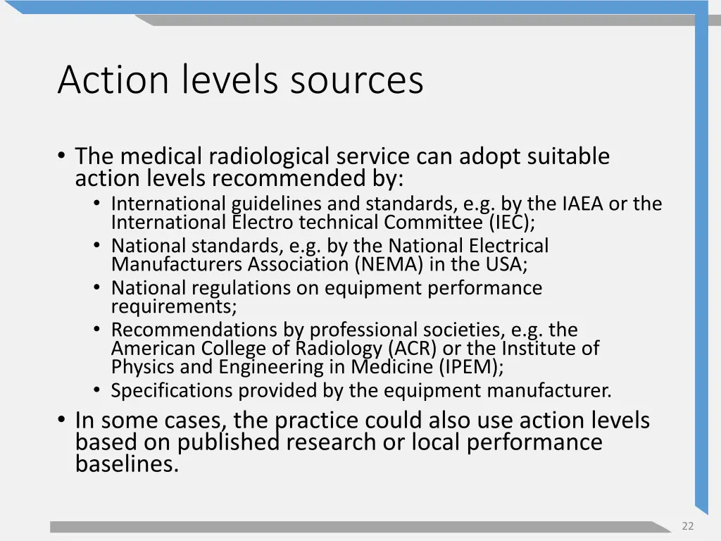 action levels sources