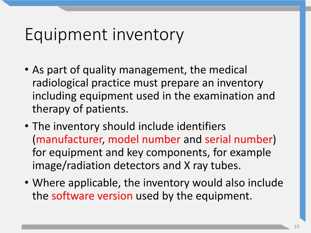 equipment inventory