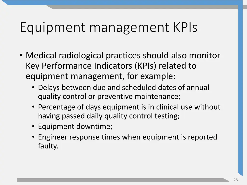 equipment management kpis