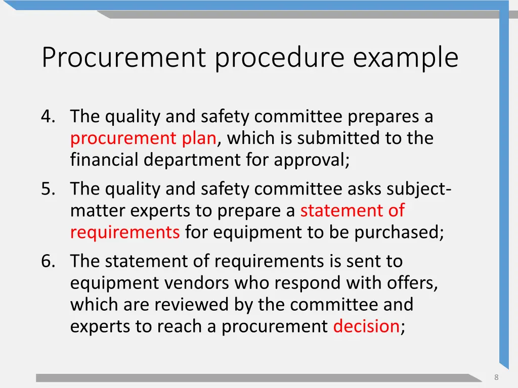 procurement procedure example 1