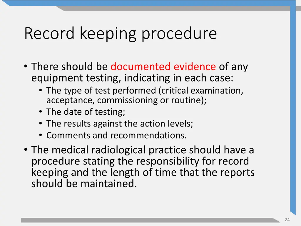 record keeping procedure