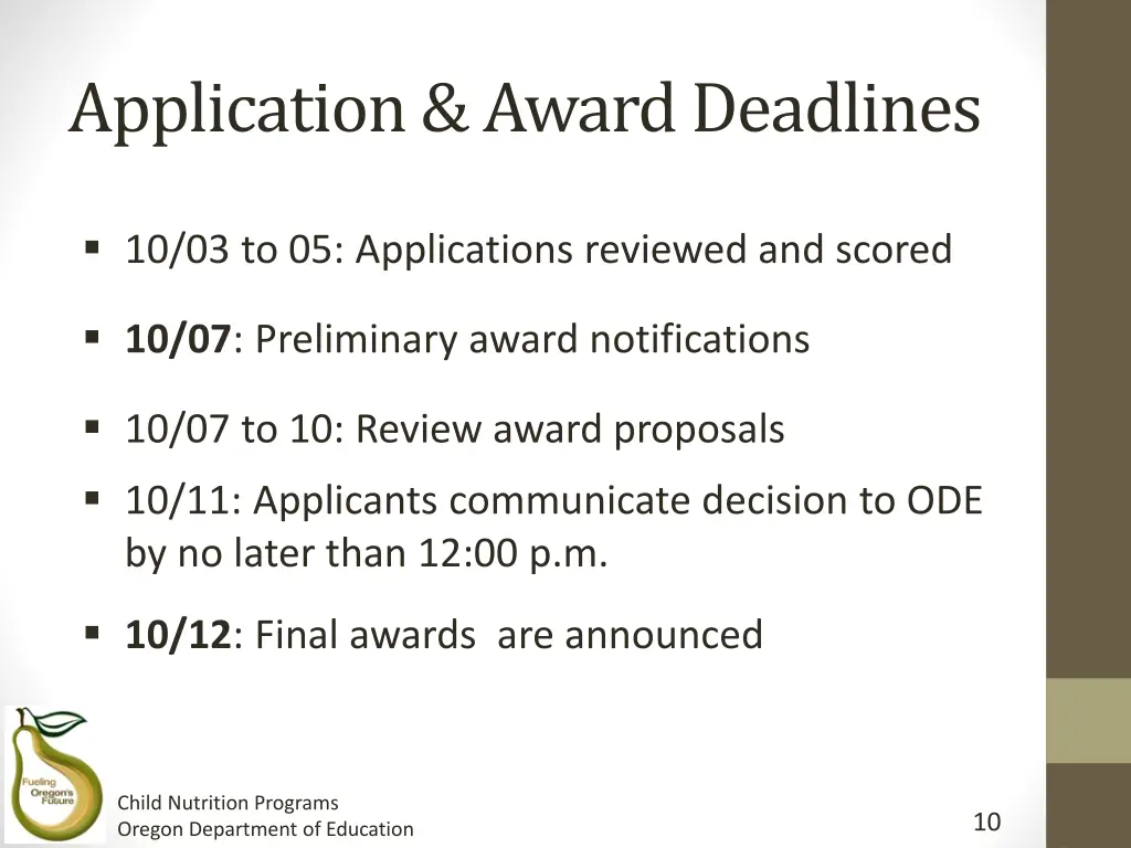 application award deadlines 1