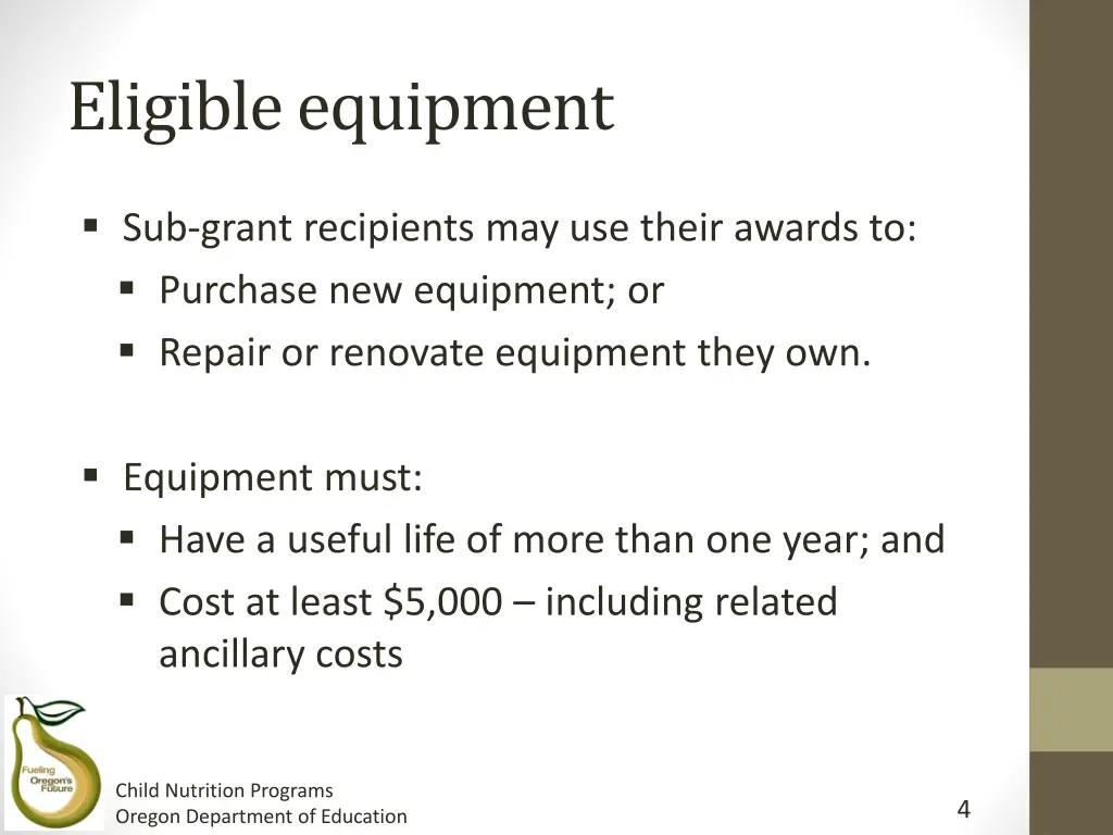 eligible equipment