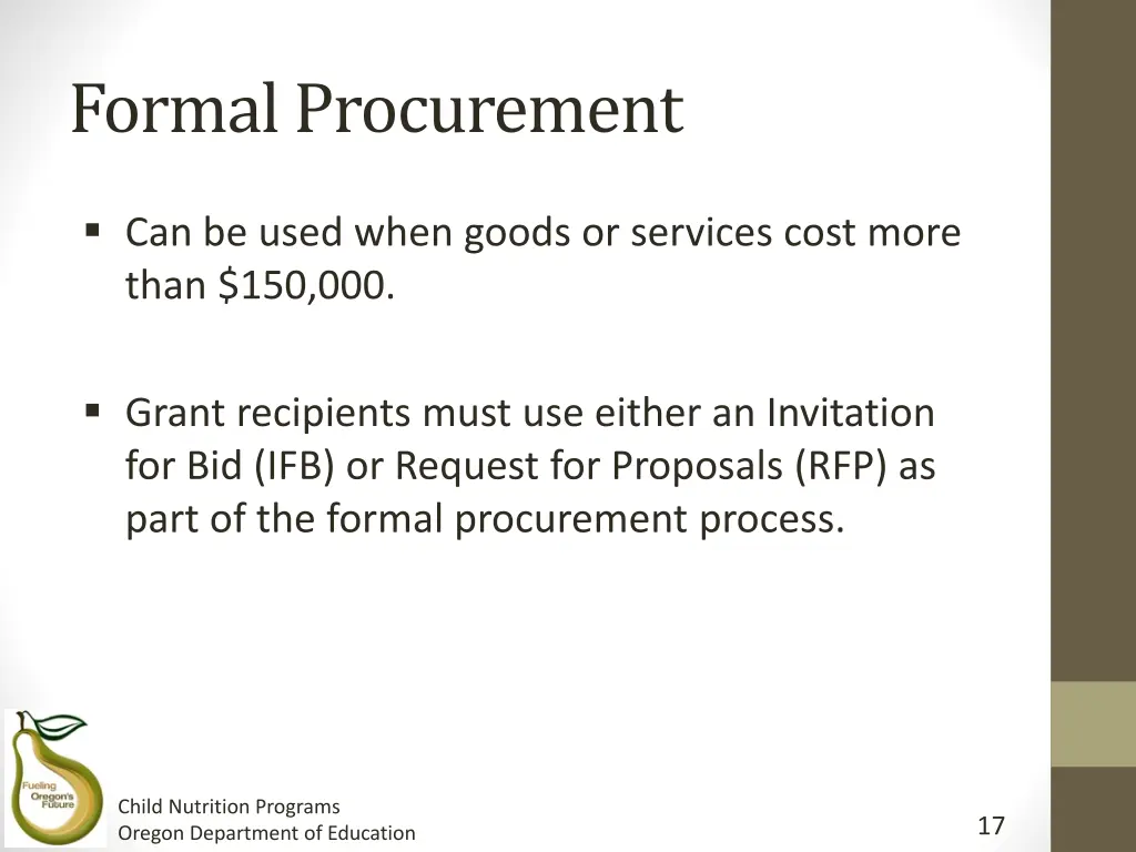 formal procurement