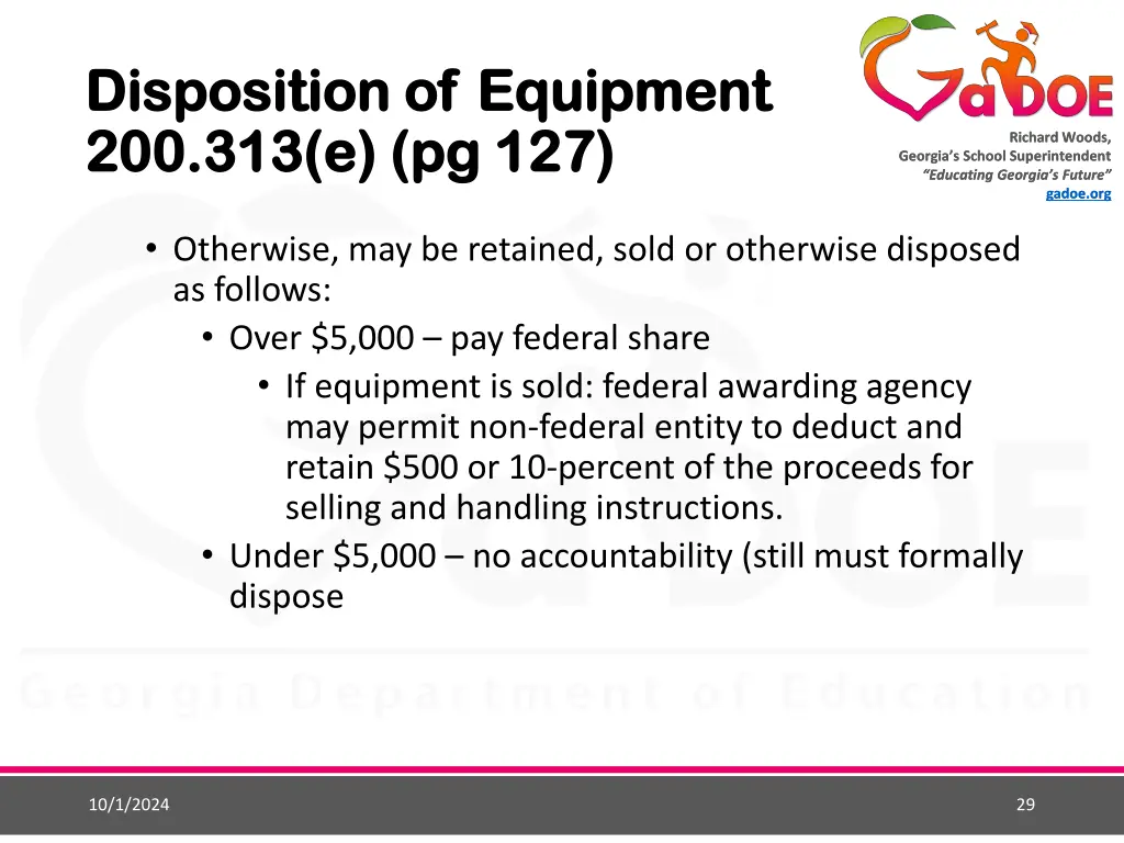 disposition of equipment disposition of equipment 1