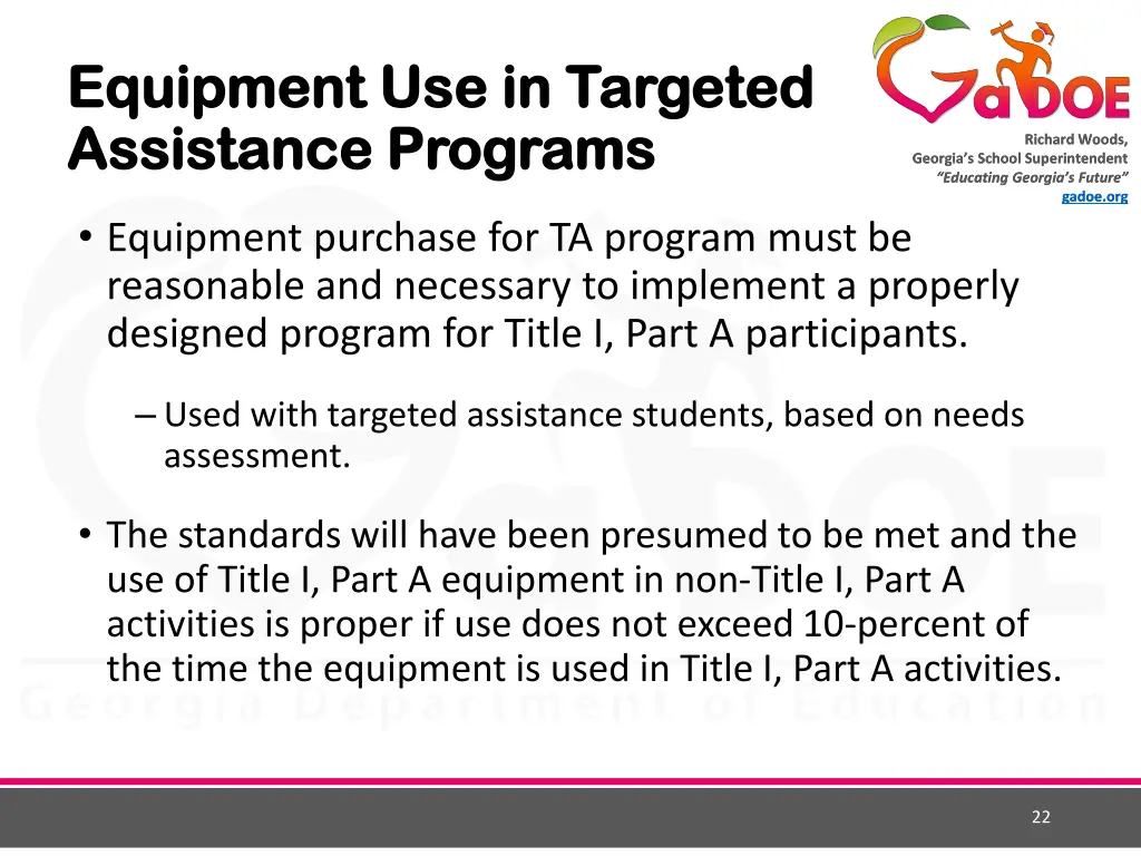 equipment use in targeted equipment