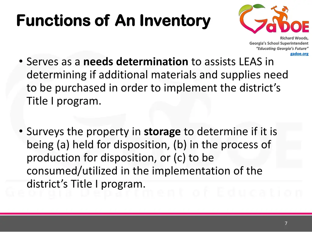 functions of an inventory functions