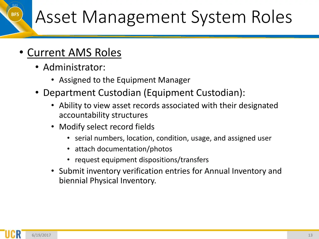 bas bfs asset management system roles