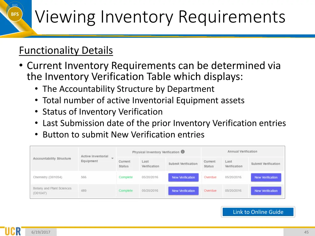 bas bfs viewing inventory requirements