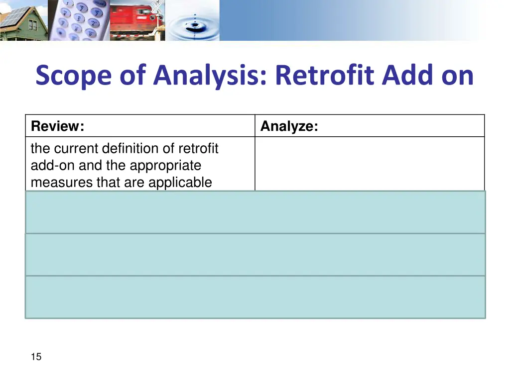 scope of analysis retrofit add on