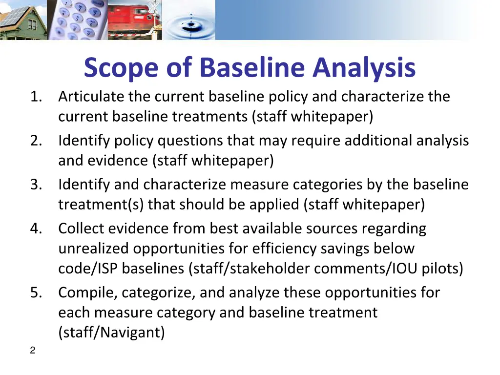 scope of baseline analysis articulate the current