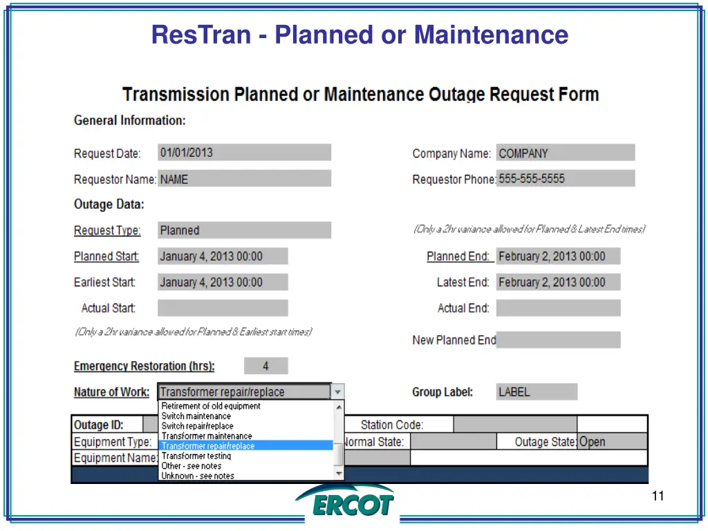 restran planned or maintenance 1