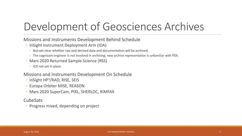 development of geosciences archives