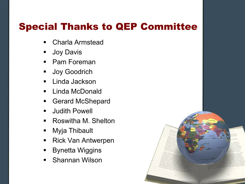 special thanks to qep committee