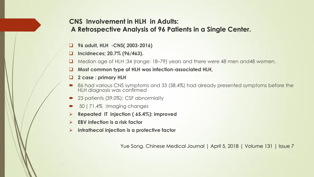 cns involvement in hlh in adults a retrospective